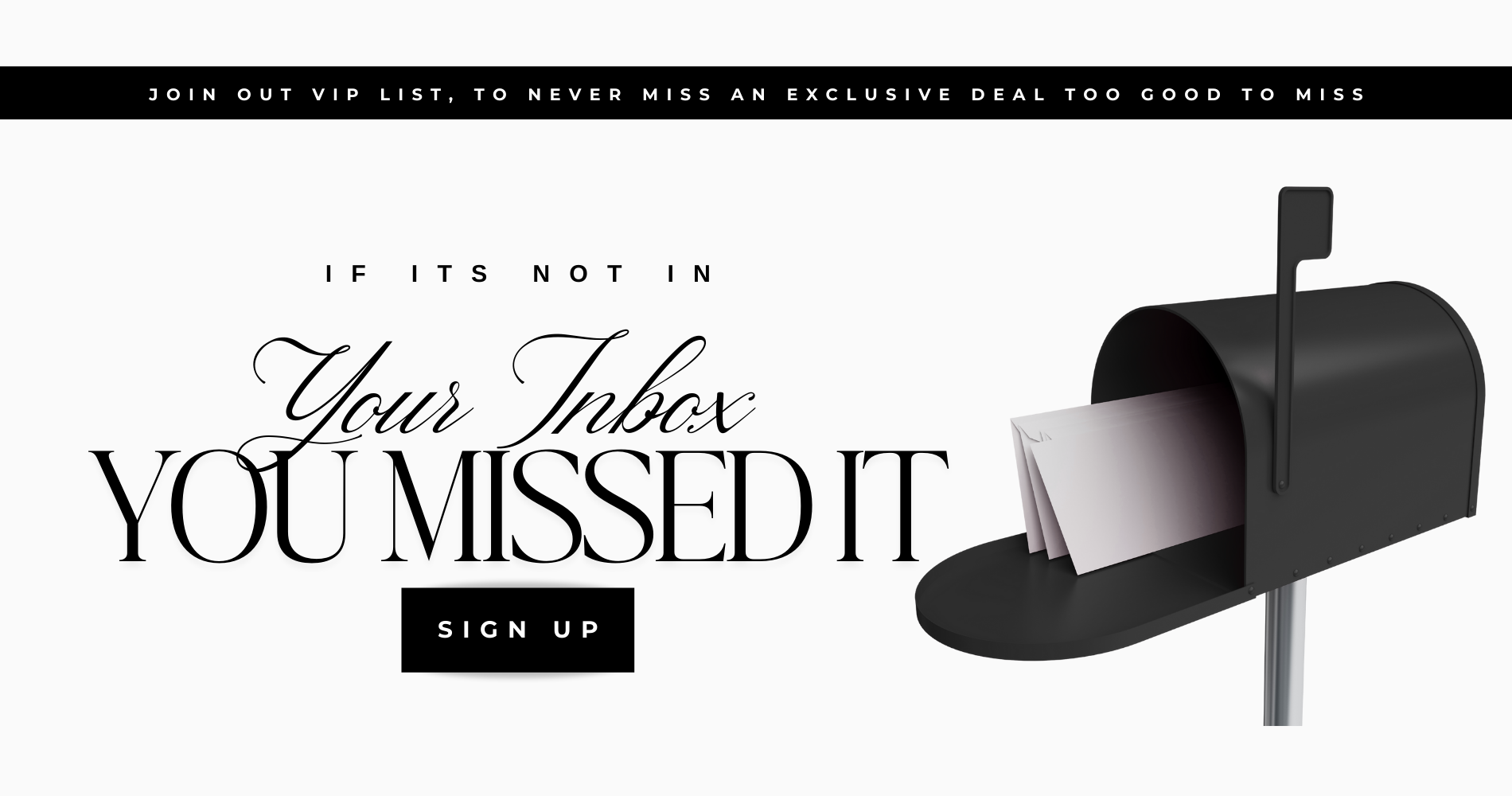 Sign up to vip email list banner